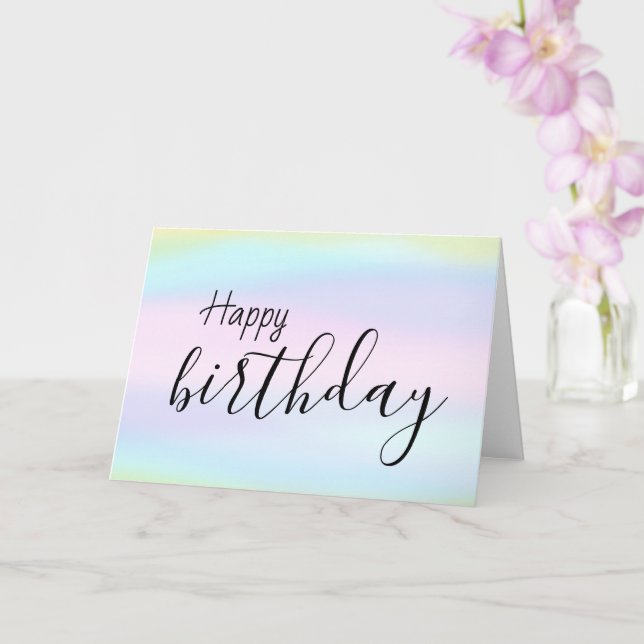 Happy Birthday Watercolor Wash Brush Script Karte (Orchidee)