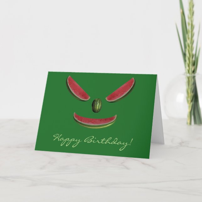 Happy Birthday Watermelon Face Karte (Vorderseite)