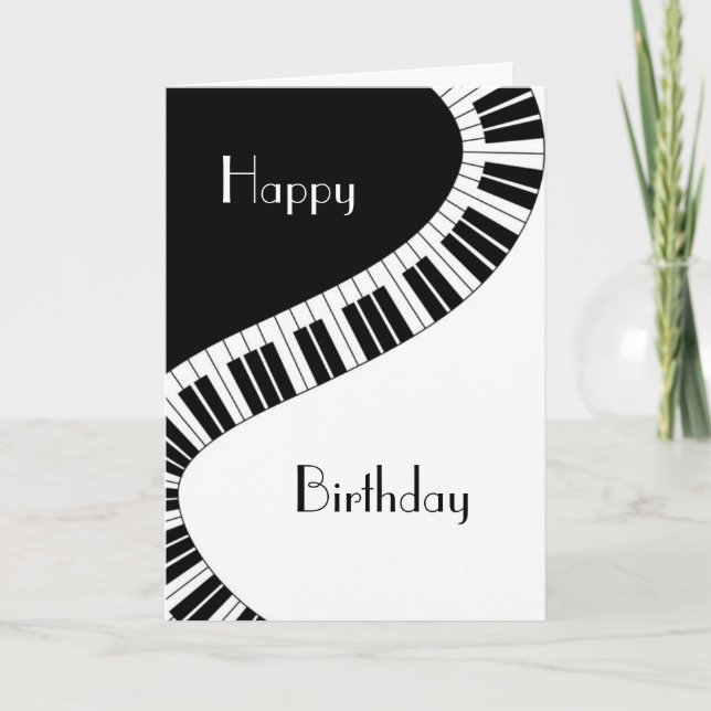Happy Birthday - Wavy Curved Piano Keys Karte (Vorderseite)
