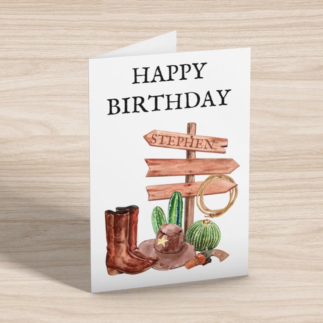 Happy Birthday Western Cowboy Boots Karte (Von Creator hochgeladen)