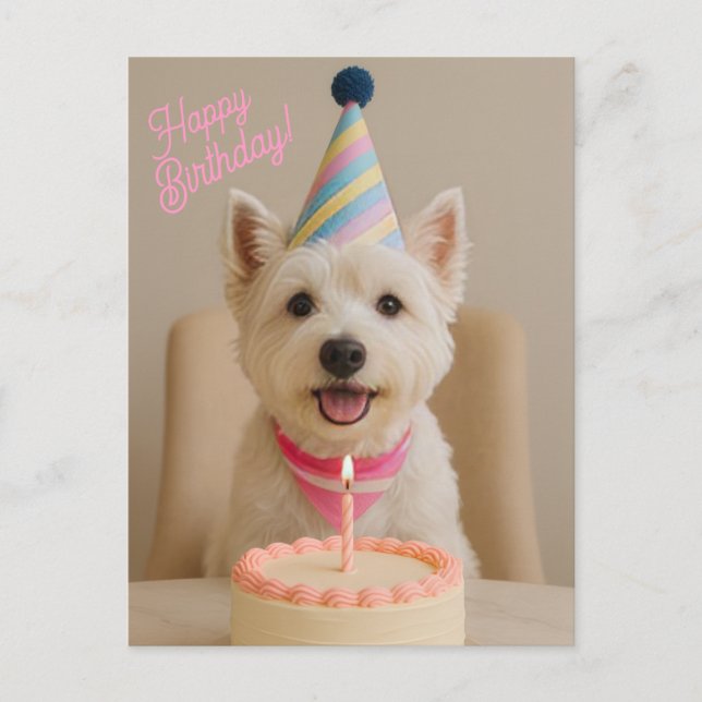 Happy Birthday Westie Birthday Card Postkarte (Vorderseite)