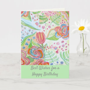Happy Birthday Whimsical Blume Karte