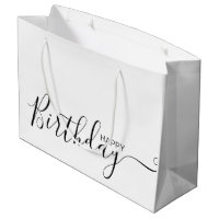 Happy Birthday White Black Elegante Große Geschenk