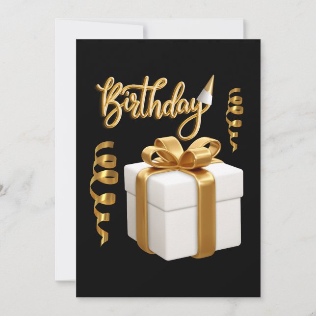 Happy Birthday White Gold Einladung (Vorderseite)