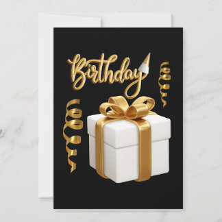 Happy Birthday White Gold Einladung