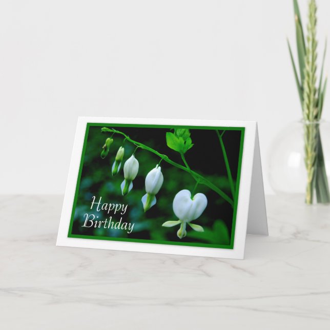 Happy Birthday White Hearts Karte (Vorderseite)