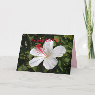 Happy Birthday White Hibiskus Card Karte