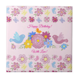 Happy Birthday Wild Blume Garden Birds Muster Fliese