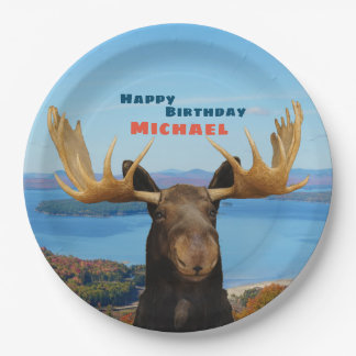 Happy Birthday Wildlife Moose Paper Plate Pappteller