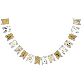 Happy Birthday Winter Wonderland Gold Wimpelkette