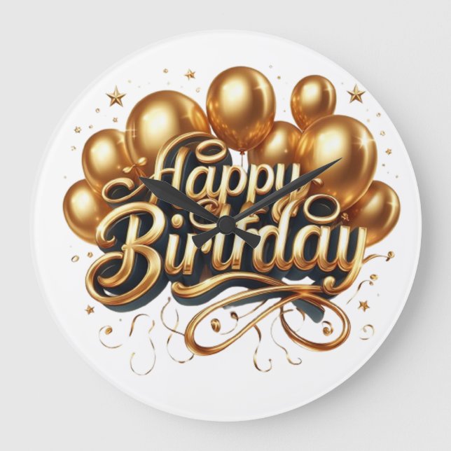Happy Birthday wish Große Wanduhr (Vorderseite)