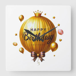 Happy Birthday wish Quadratische Wanduhr