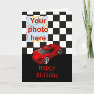 Happy birthday with red racing karte