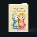 Happy Birthday Wonderful Best Friend Karte<br><div class="desc">Happy Birthday Wonderful Best Friend Watercolor Kunst,  Dichtung und Musik</div>