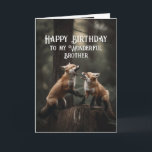 Happy Birthday Wonderful Brother Friend Füchse Nie Karte<br><div class="desc">Happy Birthday Wonderful Brother Friend Foxes Süße Tier Spaß</div>