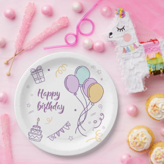 ✨ Happy Birthday Wonderland - Pastel Balloon Magic Pappteller