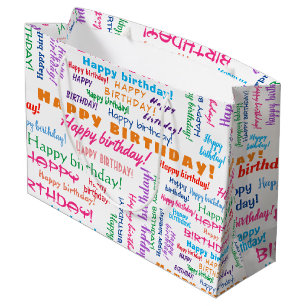 Happy Birthday Word Cloud farbenfroher, strahlende Große Geschenktüte