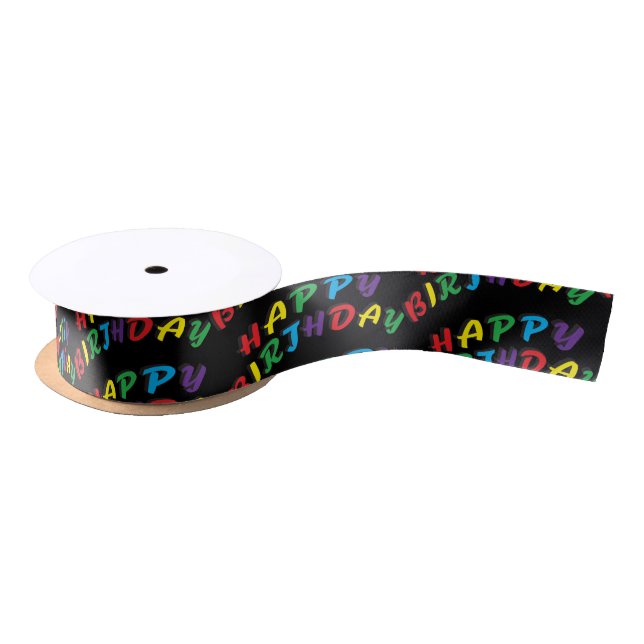 Happy Birthday Word Text Satinband (Spule)