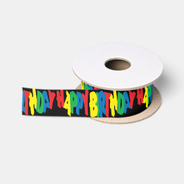 Happy Birthday Word Text Satinband