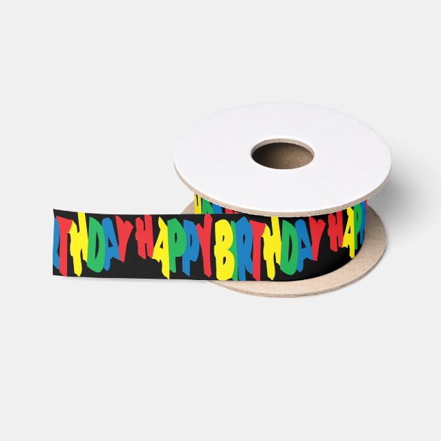 Happy Birthday Word Text Satinband (Spule)