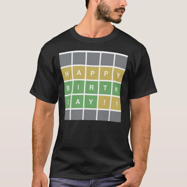 Happy Birthday Wordle Style T-Shirt (Vorderseite)