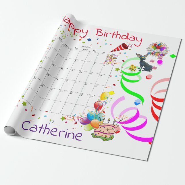 Happy Birthday Wrapping Paper April 2022 Geschenkpapier (Ungerollt)
