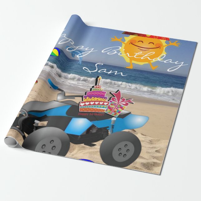 Happy Birthday Wrapping Paper Boy Beach Bum Geschenkpapier (Ungerollt)