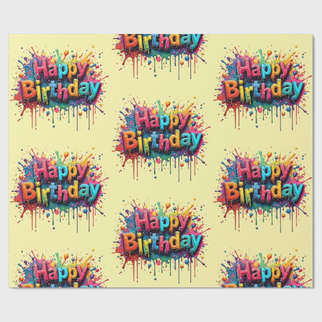 Happy Birthday Wrapping Paper – Bright Multicolor  Geschenkpapier (Flach)