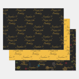 Happy Birthday Wrapping Paper Flat Sheet Set 3 Geschenkpapier Set