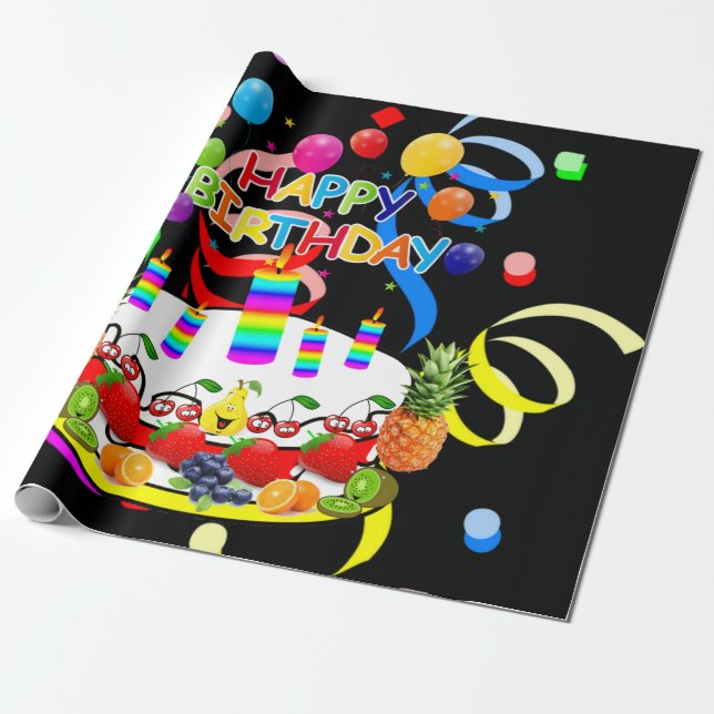 Happy Birthday Wrapping Paper Fruchtkuchen Geschenkpapier (Ungerollt)