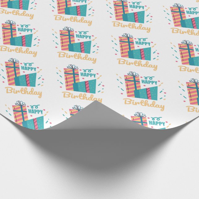 Happy Birthday Wrapping Paper Geschenkpapier (Ecke)
