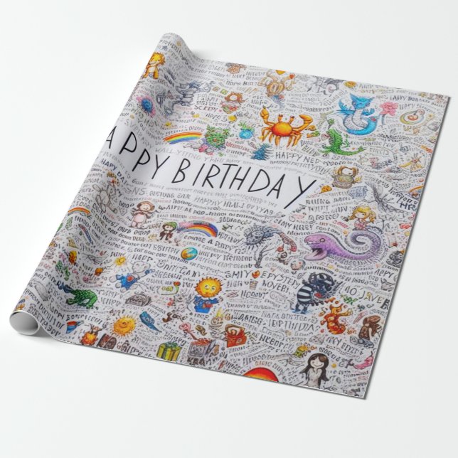 Happy Birthday Wrapping Paper Geschenkpapier (Ungerollt)