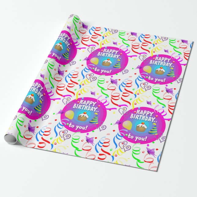 Happy Birthday Wrapping Paper Geschenkpapier (Ungerollt)