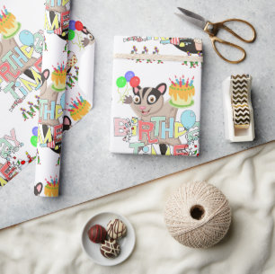Happy Birthday Wrapping Paper Possum Cake Geschenkpapier