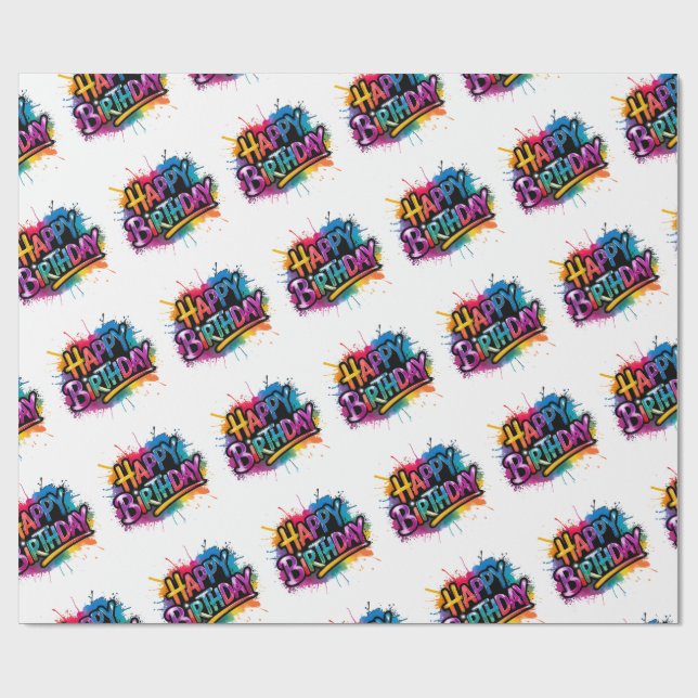 Happy Birthday Wrapping Paper printable Geschenkpapier (Flach)