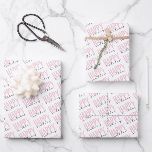 Happy Birthday Wrapping Paper Sheets Geschenkpapier Set (Vorderseite)