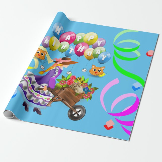 Happy Birthday Wrapping Paper Viktorianisch Geschenkpapier (Ungerollt)