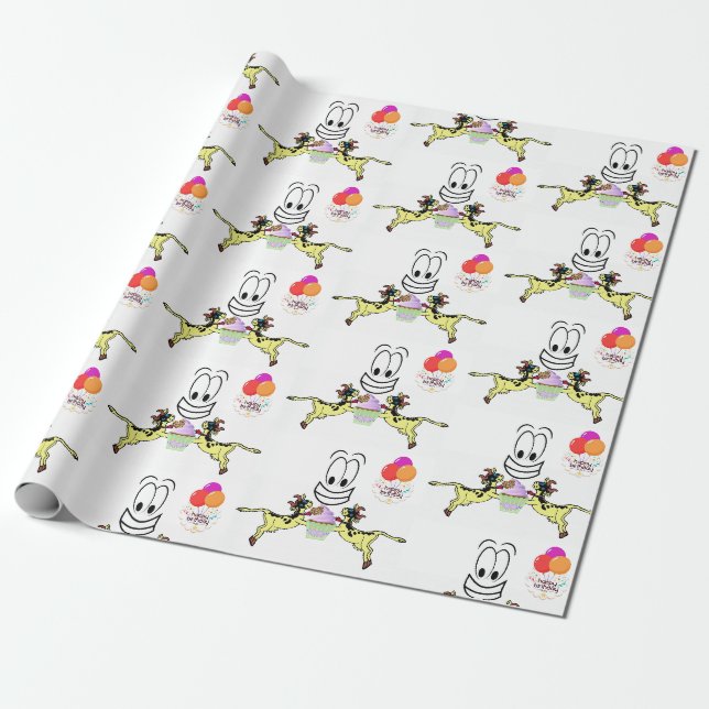 Happy Birthday Wrapping Papier Kuh Cupcake Geschenkpapier (Ungerollt)