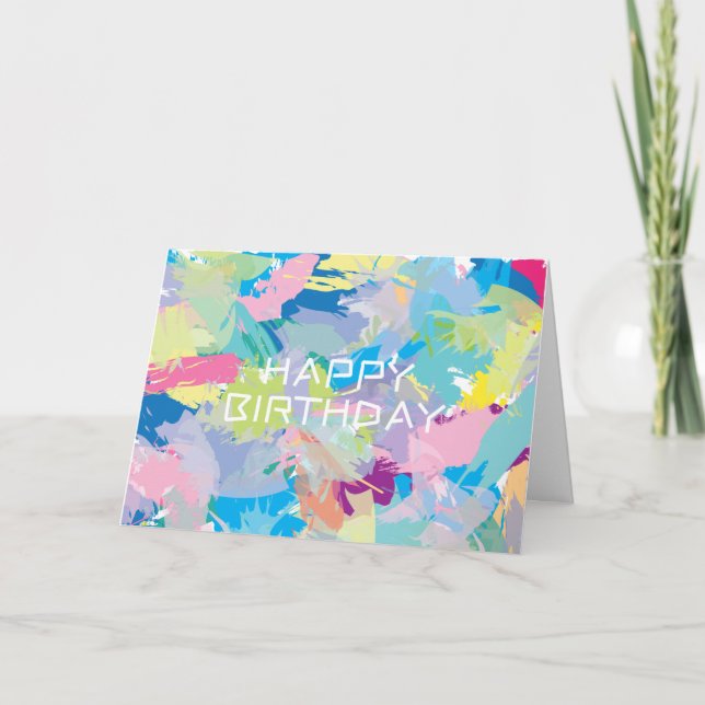 Happy Birthday wünscht Abstrakte moderne Kunst Karte (Vorderseite)