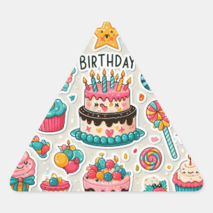 "Happy Birthday wünscht Stickers" Dreieckiger Aufkleber
