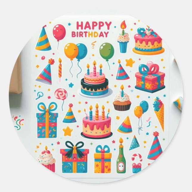 Happy Birthday wünscht Stickers" Runder Aufkleber (Vorderseite)