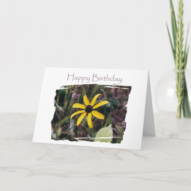 Happy Birthday Yellow Blume for Friend Karte (Vorderseite)
