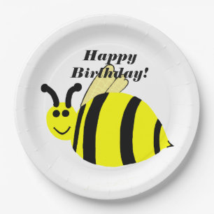 Happy Birthday Yellow Bumble Bee Pappteller