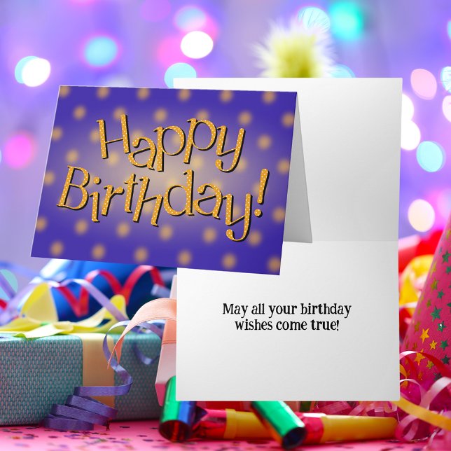 Happy Birthday Yellow Dot Text Blue Hintergrund Karte (Happy Birthday Yellow Dot Text Blue Background Card)