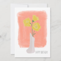 Happy Birthday Yellow Florals Brush Stroke