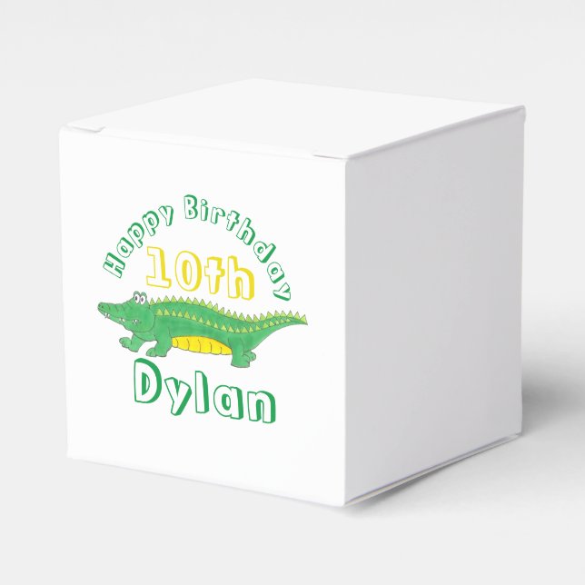 Happy Birthday Yellow Green Alligator Crocodile Geschenkschachtel (Vorderseite)