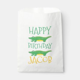 Happy Birthday Yellow Green Alligator Crocodile Geschenktütchen