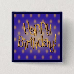 Happy Birthday Yellow Polka Dot Text Blau Button