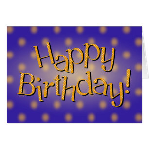Happy Birthday Yellow Polka Dot Text Blue Bkgrd