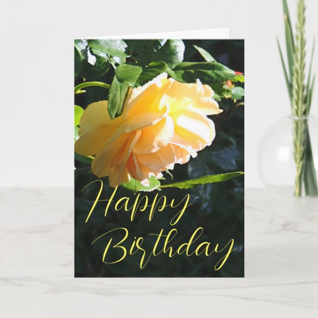 Happy Birthday Yellow Rose Card Karte (Vorderseite)